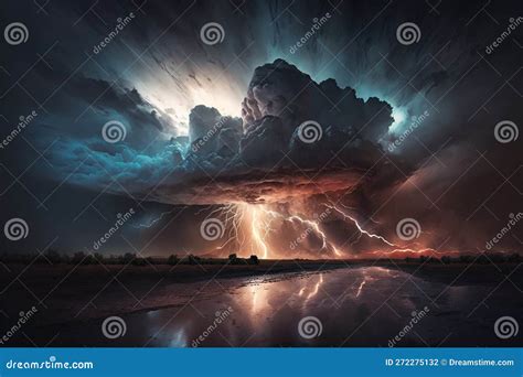 Dramatic Storm Clouds With Lightning Strikes And Dark Atmosphere. Giant Storm With Heavy Dark ...