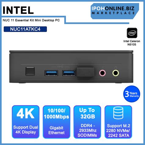 Intel Nuc Essential Kit Nuc Atkc Mini Desktop Pc Celeron N