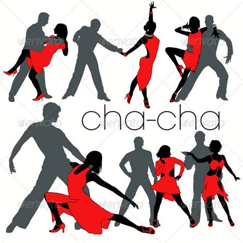 Cha Cha Dancers Silhouettes Set By Kaludov Graphicriver