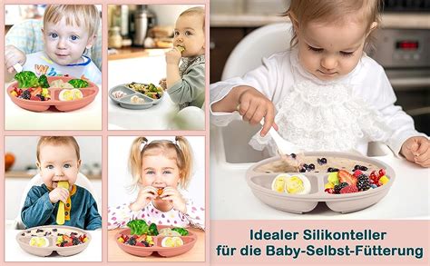 Mojinl Kinderteller Mit Saugnapf Rutschfest Silikon Baby Teller Bpa