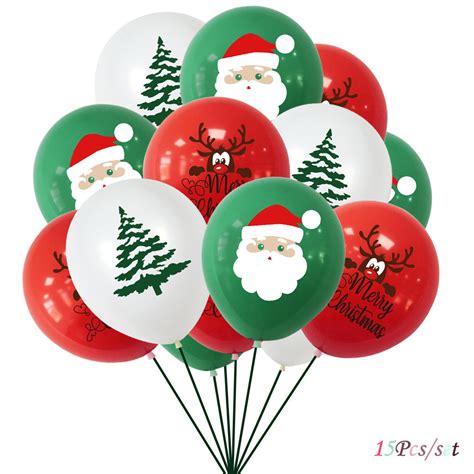 15pcs Merry Christmas Balloons Santa Claus Elk Christmas Tree Latex