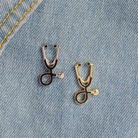 Tiny Metal Stethoscope Brooch Pins For Doctors Nurse Student Jacket