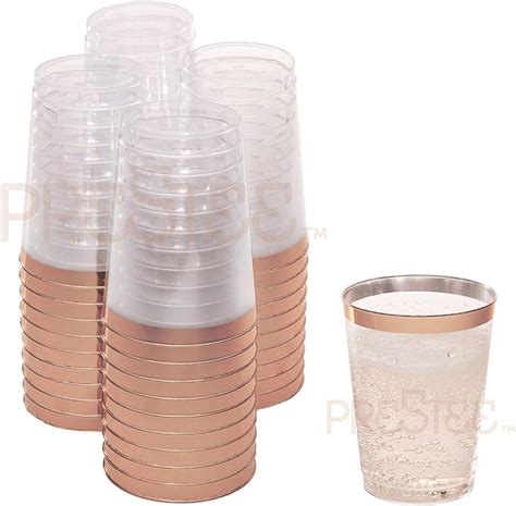 Rose Gold Plastic Cups 10 Oz 50 Pack Hard Clear