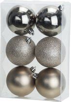 6x Gouden Kunststof Kerstballen 8 Cm Mat Glans Glitter Onbreekbare