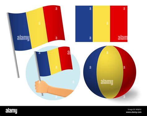 Romania Flag Icon Set National Flag Of Romania Illustration Stock