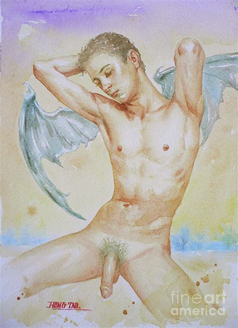 Original Oil Painting Gay Interest Male Nude Men On Linen Painting By Hongtao