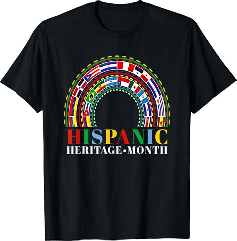 National Hispanic Heritage Month Rainbow All Countries Flags T Shirt