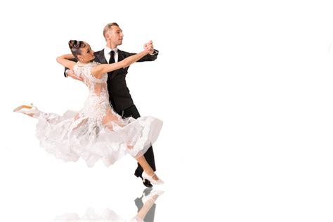 Premium Photo Beautiful Ballroom Dance Couple In A Dance Pose Isolated On White Background