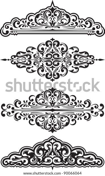 Dividers Scroll Set Isolated On White Stock Vector Royalty Free 90066064