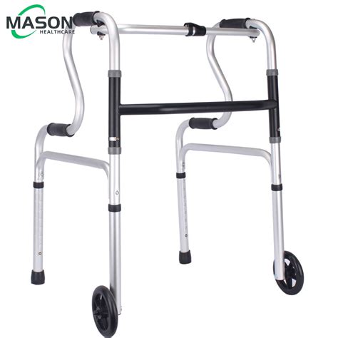 Foldable Steel Adults Walker with Wheels Disabled Walker Mobility Aids ...