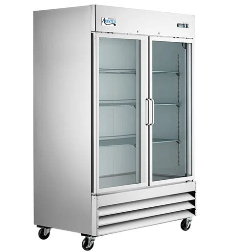 Refrigerador Avantco De Acero Inoxidable 2 Puertas De Cristal 46 6 Pies