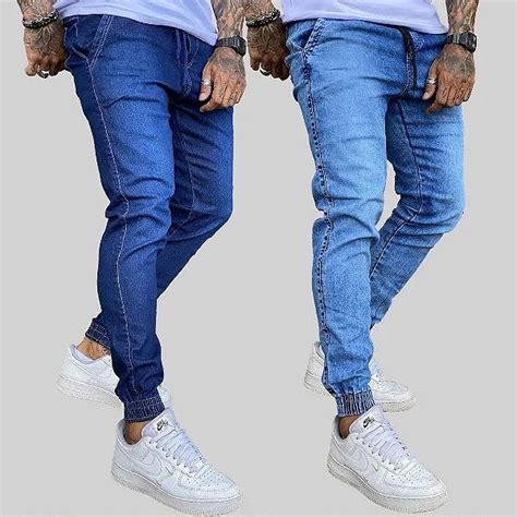 Kit 2 CalÇas Jogger Jeans Masculina Estilo Bloguer Jogador Envio