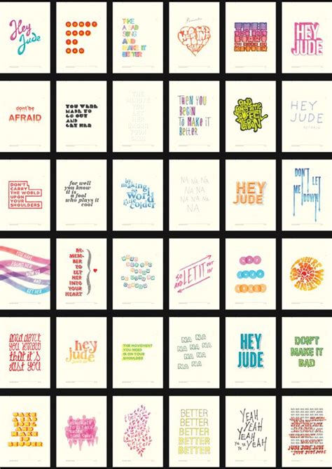 Hey Jude On The Behance Network Illustrated Poster Of Every Lines Of