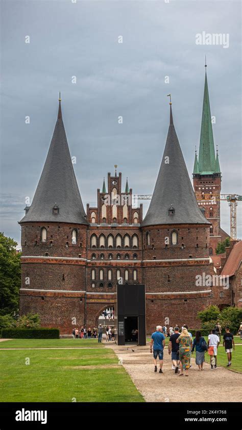 Germany Lubeck July Portrait Historic Holsten Gate Tor