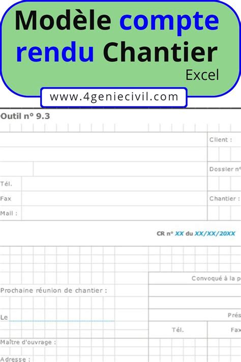 compte rendu de chantier gratuit excel Chantier Cours génie civil