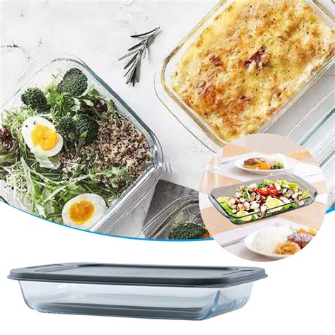 Home Clearance 7 4inch×12inch Rectangular Glass Baking Dish With Gray Lid 3 08pt（1 7l） For Home