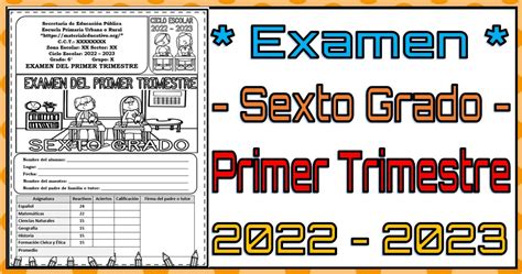 Examen Del Sexto Grado De Primaria Del Primer Trimestre Del Ciclo