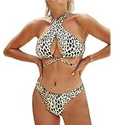 Amazon SEASELFIE Women S High Neck Scalloped Swimsuits 2 Piece Halter Floral Bikini Bathing