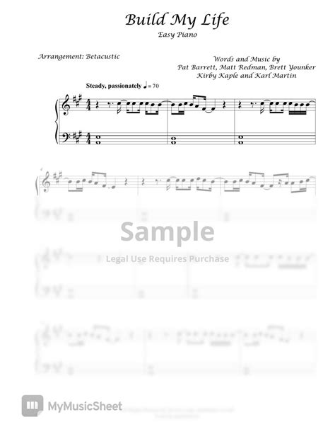 Pat Barrett Build My Life Easy Piano Sheets By Betacustic