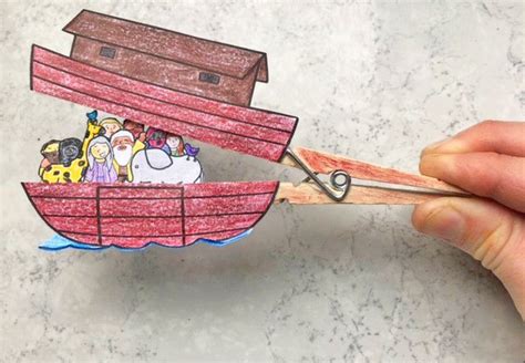 Noah And The Ark Clothespin Craft Bible Study Crafts Bible Activities