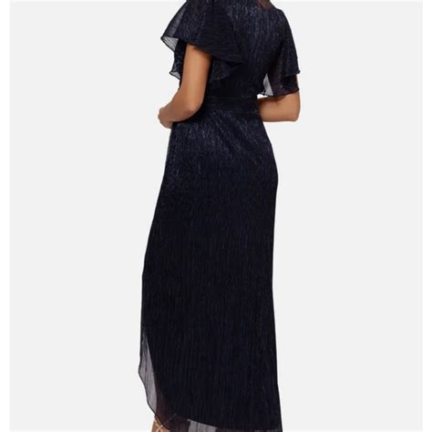 Betsy And Adam Dresses Betsy Adam Navy Pleated High Slit Tulip