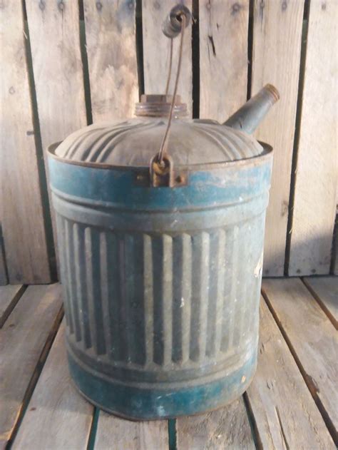 Vintage Galvanized Red Gas Can Farm Garden Decor