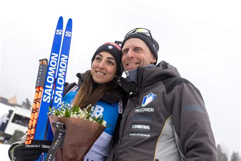 Biathlon Kähkönen festeggia la vittoria di Vittozzi Fatico a