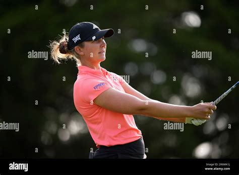 Linnea Strom, of Sweden, plays during the first round of the ShopRite ...