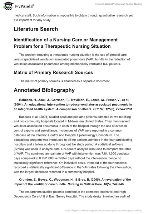 Evidence Based Practice And Applied Nursing Words Research