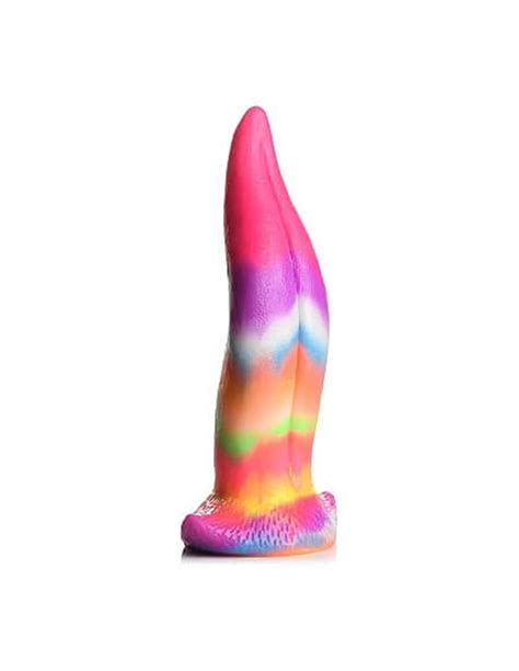 Creature Cocks Unicorn Tongue Glow In The Dark Silicone Dildo Rainbow