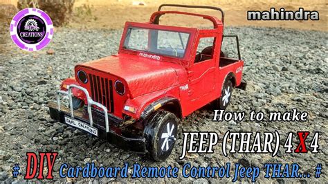 How To Make Car Mahindra Jeep THAR DIY Cardboard RC Jeep