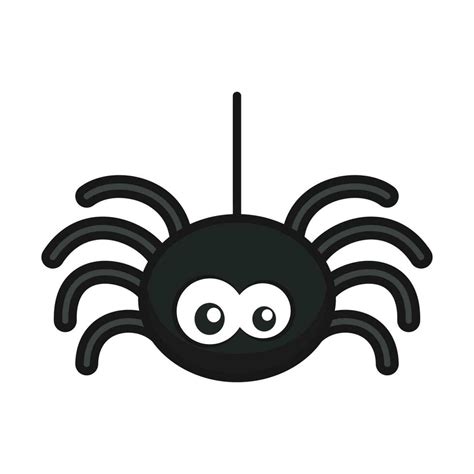 Cute Black Spider Hanging. Halloween Icon Vector Illustration 23489122 ...