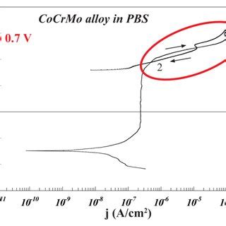 Potentiostatic Polarization Curves For The CoCrMo Alloy At 0 7 V