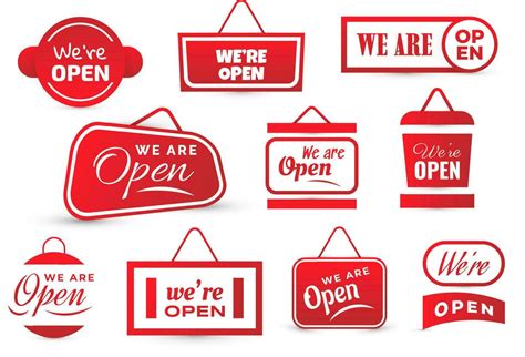 We Are Open Text Collection For Sticker Flyer Header Banner