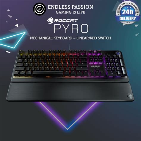 Roccat Pyro Mechanical Gaming Keyboard Aimo Illumination Linear Red