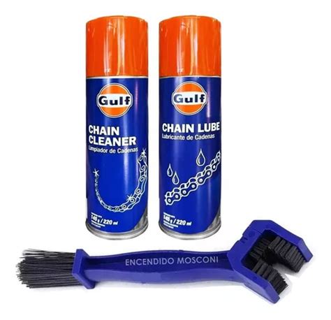 Kit Gulf Limpia Cadena Lubricante Cepillo Moto Bici Gulf