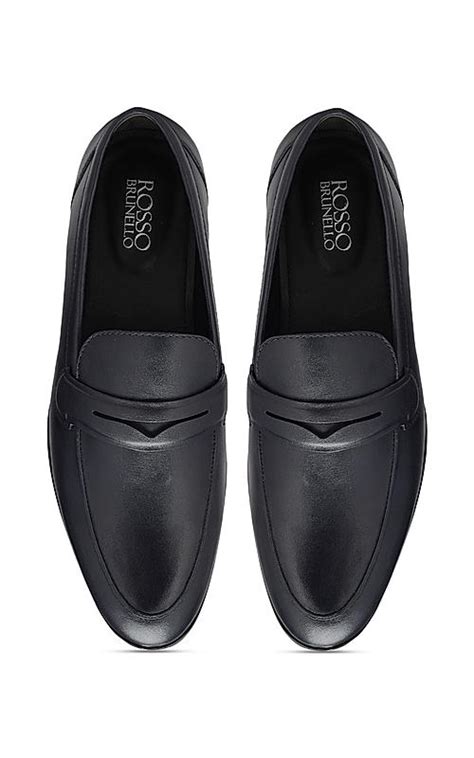 Navy Plain Leather Loafers