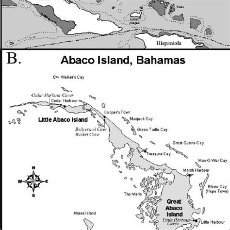 map  hole   wall cave great abaco island bahamas