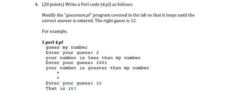 Solved Points Write A Perl Code Pl As Follows Chegg