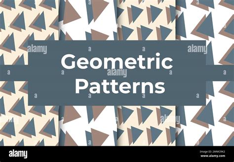 Set Of Geometric Pattern With Triangles Blue And Brown Minimalistic