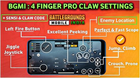 BGMI 4 FINGER PRO CLAW SETTINGS BEST 4 FINGER CLAW SETUP IN