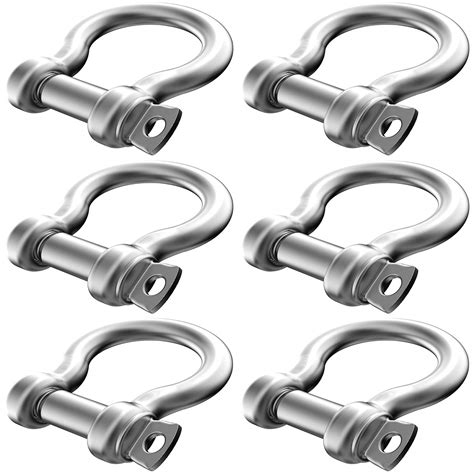 Buy Hulless 1 4 Inch D Ring Shackles 6 Mm Screw Pin Anchor Shackle 304 Stainless Steel Heavy