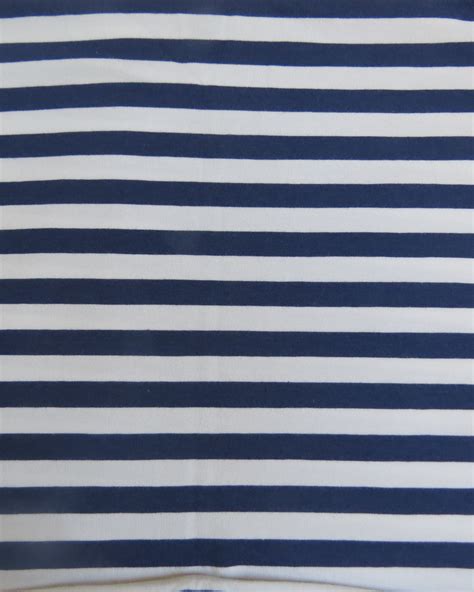 Blue White Breton Stripe Bamboo Cotton Stretch Jersey Fabric Simply