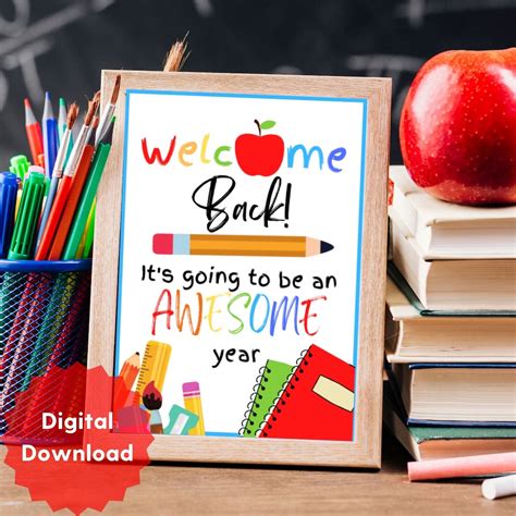 Welcome Back to School Printable Sign, Rainbow Back to School, New ...