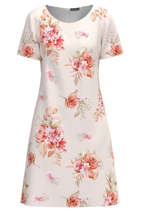 Rochie Casual Nude Imprimata Cu Model Floral CMD3113