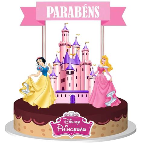 Topo De Bolo Em Papel Camada Dupla Princesas Disney Cristal M Gico