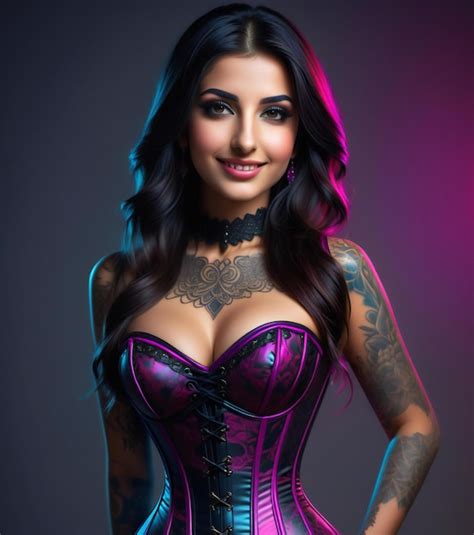 Premium Photo Sexy Woman In Corset And Lingerie Over Dark Background