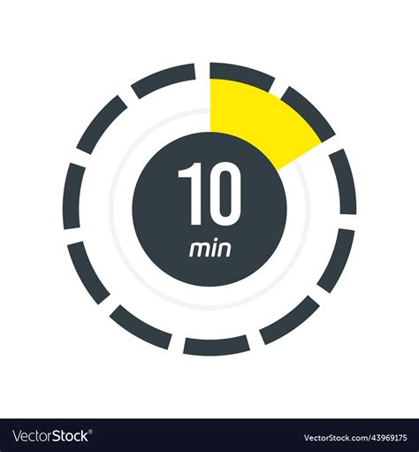 10 Minutes Timer Stopwatch Symbol In Flat Style Vector Image