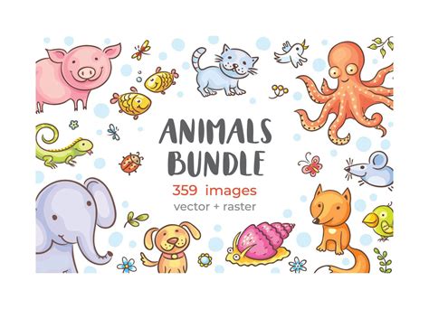 Printable stickers kit animals bundle svg png file, clipart animal ...