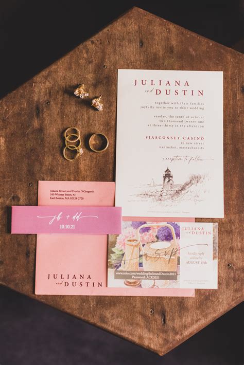 Pink And Peach Nantucket Wedding Invitations Photo By Katie Kaizer